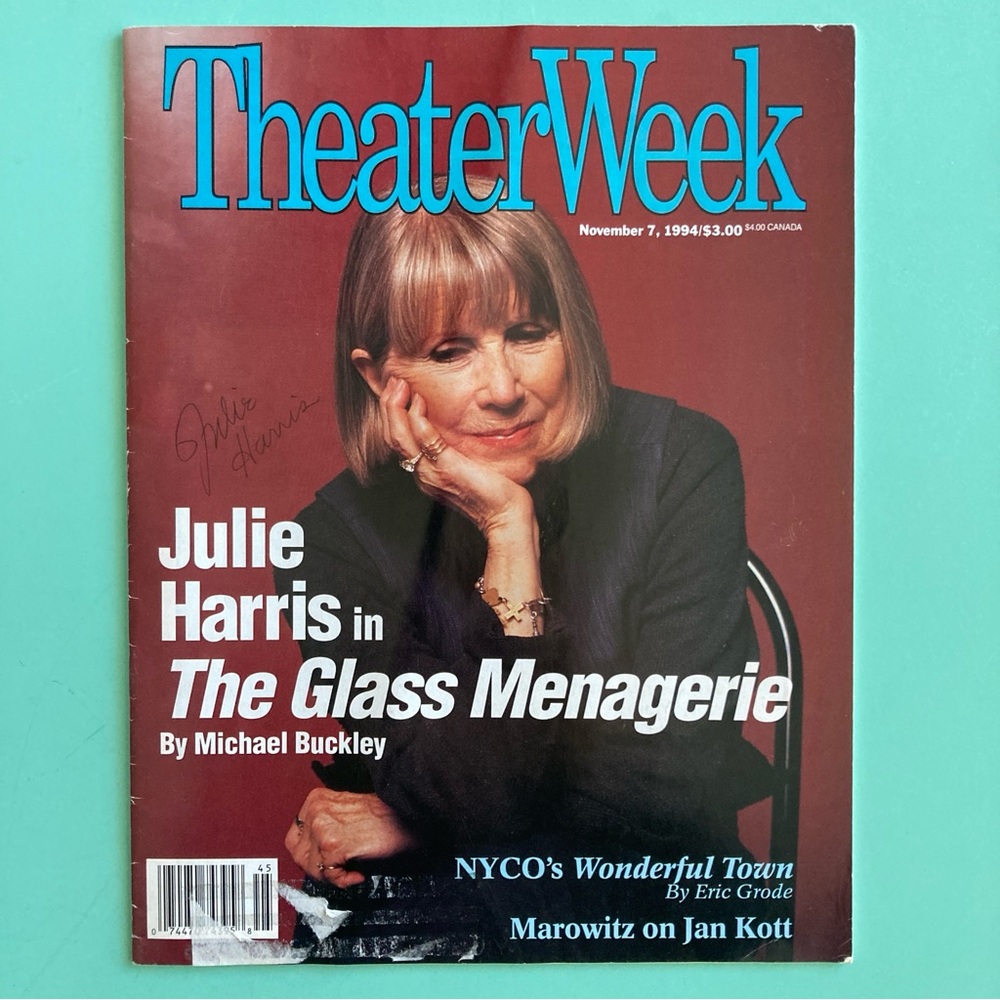 Signed Julie Harris The Glass Menagerie Theater Week Magazine November 7 1994